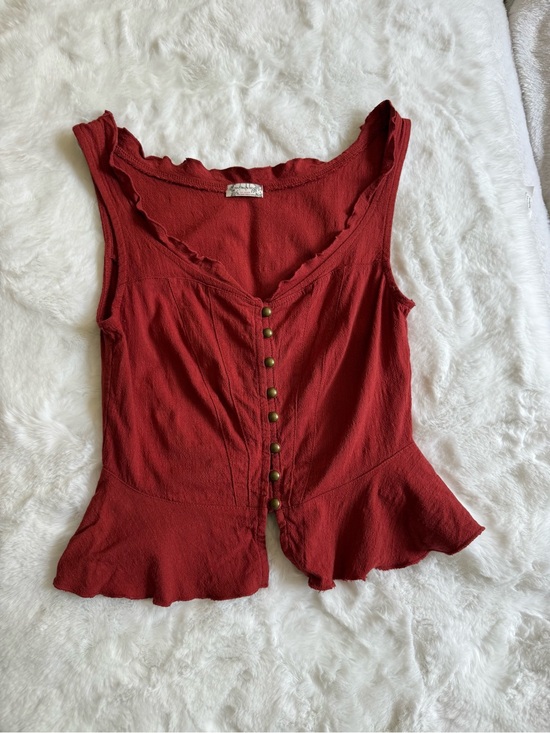 Free People Tops - Intimately Free People Rust Red Peplum Tank Top Boho Cottagecore XS